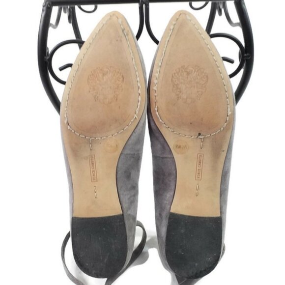Vince Camuto Bevian Grey Suede Point Toe Ankle Lace Flats Womens Size 9.5M - Picture 7 of 10